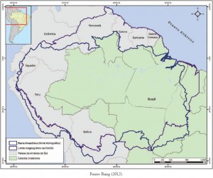 Limites biogeográfico e hidrográfico da Pan-Amazônia.