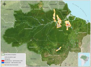 Municípios com maiores áreas desmatadas em novembro de 2014 