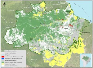 Área com nuvem e sombra em novembro de 2014 na Amazônia Legal